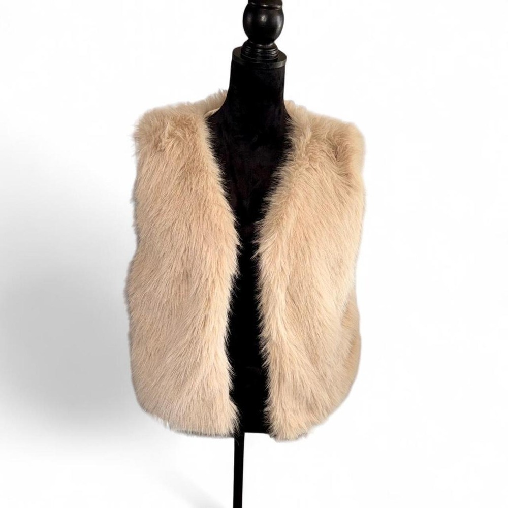 Faux Fur Beige Tan Vest‎ Ladies Small